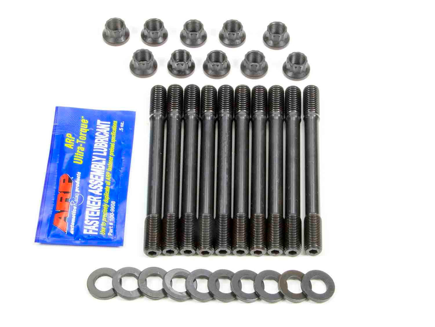 Cylinder Head Stud Kit - 12 mm Studs - 12 Point Nuts - Chromoly - Black Oxide - Undercut - Ford 4-Cylinder - Kit