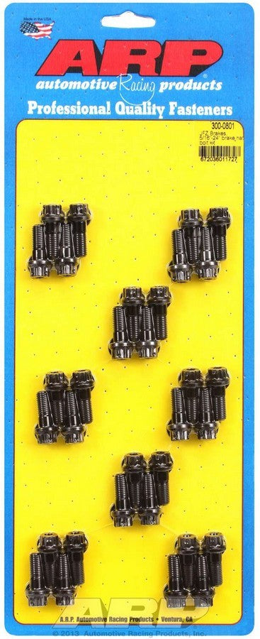 Brake Hat Bolt - 5/16-24 in Thread - 0.88 in Long - 12 Point Head - Washers Included - Chromoly - Black Oxide - Set of 32