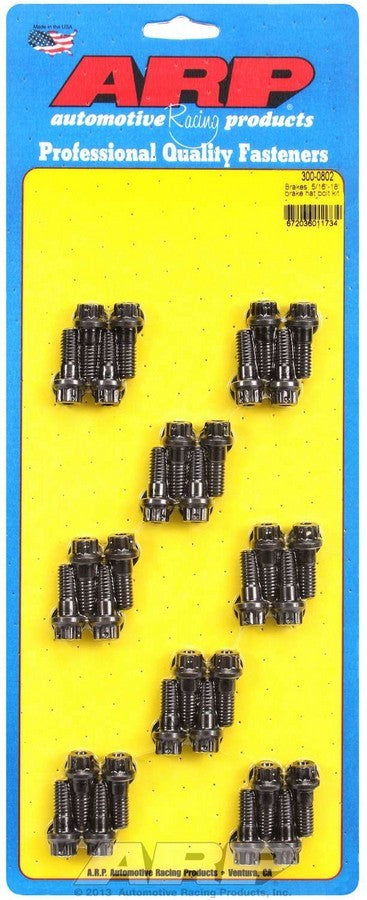 Brake Hat Bolt - 5/16-18 in Thread - 0.85 in Long - 12 Point Head - Washers Included - Chromoly - Black Oxide - Set of 32