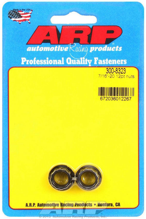 Nut - 7/16-20 in Thread - 1/2 in 12 Point Head - Chromoly - Black Oxide - Universal - Pair