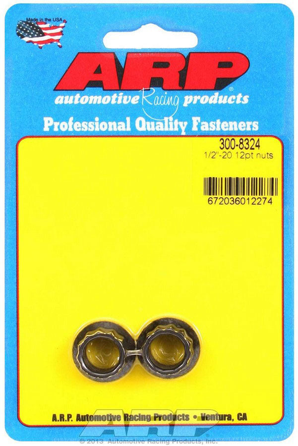 Nut - 1/2-20 in Thread - 9/16 in 12 Point Head - Chromoly - Black Oxide - Universal - Pair