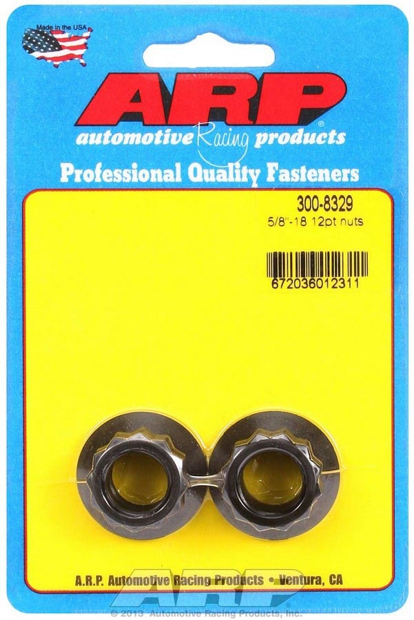 Nut - 5/8-18 in Thread - 13/16 in 12 Point Head - Chromoly - Black Oxide - Universal - Pair