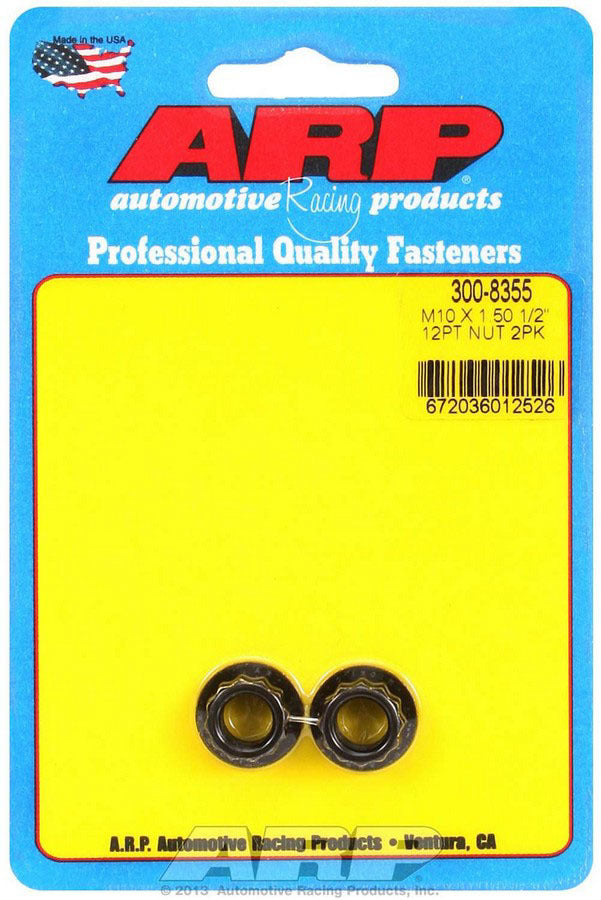Nut - 10 mm x 1.50 Thread - 12 mm 12 Point Head - Chromoly - Black Oxide - Universal - Pair