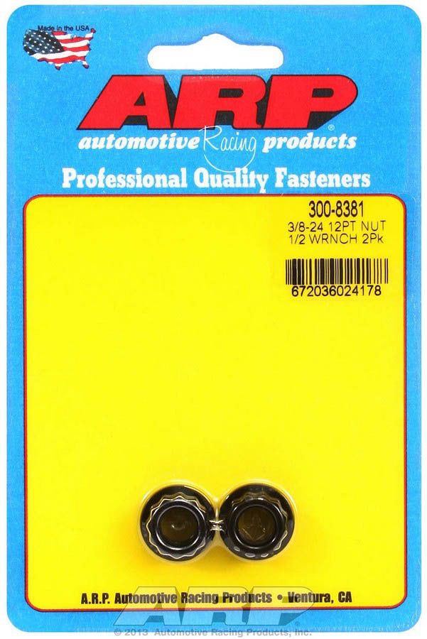 Nut - 3/8-24 in Thread - 1/2 in 12 Point Head - Chromoly - Black Oxide - Universal - Pair