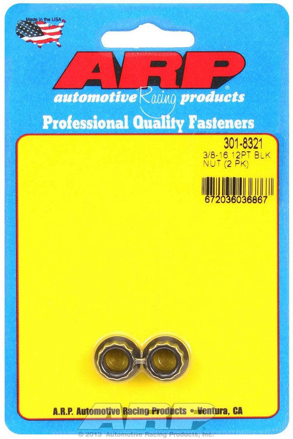 Nut - 3/8-16 in Thread - 7/16 in 12 Point Head - Chromoly - Black Oxide - Universal - Pair