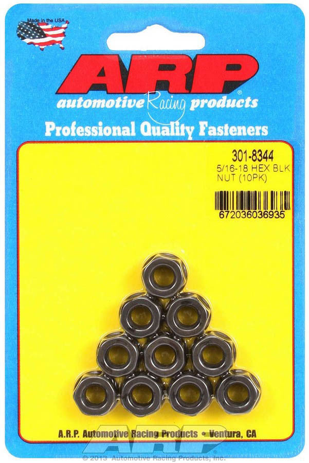Nut - 5/16-18 in Thread - 1/2 in 12 Point Head - Chromoly - Black Oxide - Universal - Set of 10