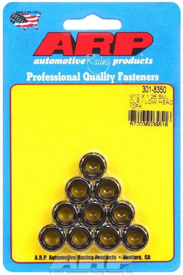 Nut - 10 mm x 1.25 Thread - 12 mm 12 Point Head - Chromoly - Black Oxide - Universal - Set of 10