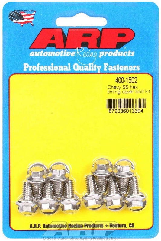 Timing Cover Bolt Kit - Hex Head - Stainless - Polished - Small Block Chevy - Set of 10