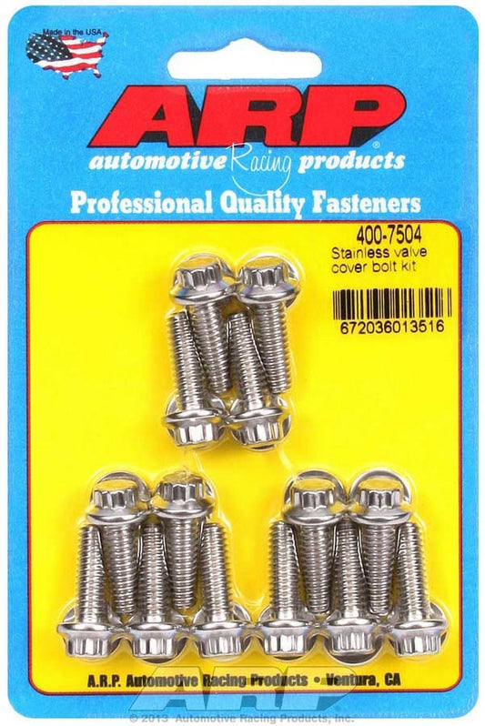 Valve Cover Fastener - Bolt - 1/4-20 in Thread - 0.812 in Long - 12 Point Head - Stainless - Polished - Set of 14