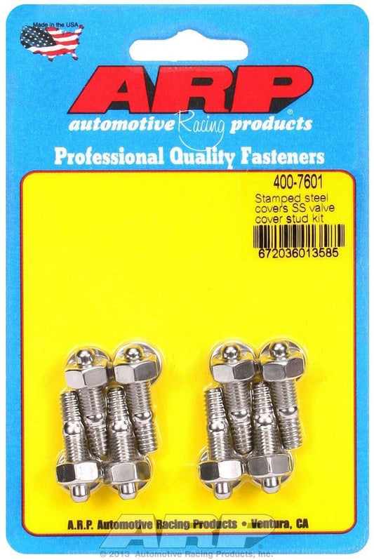 Valve Cover Fastener - Stud - 1/4-20 in Thread - 1.170 in Long - Hex Nuts - Stainless - Polished - Set of 8