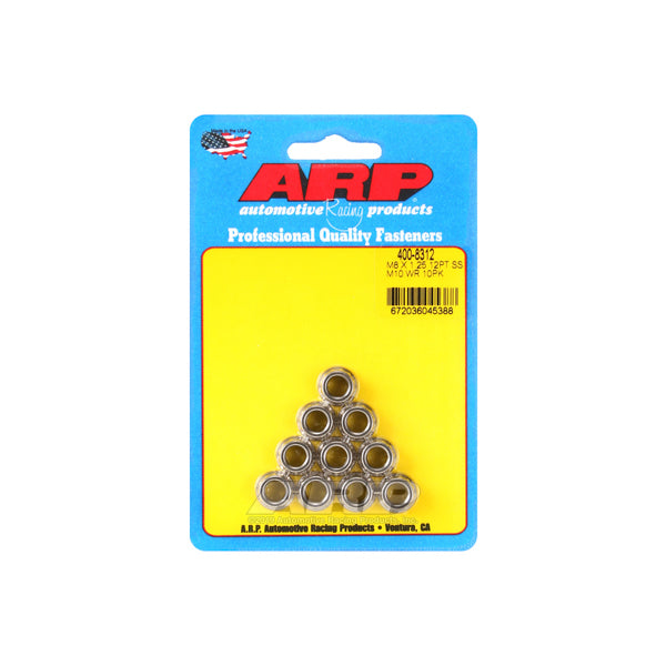 Nut - 8 mm x 1.25 Thread - 10 mm 12 Point Head - Stainless - Polished - Universal - Set of 10