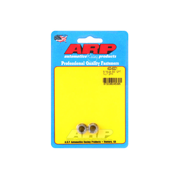 Nut - 5/16-24 in Thread - 3/8 in 12 Point Head - Stainless - Polished - Universal - Pair
