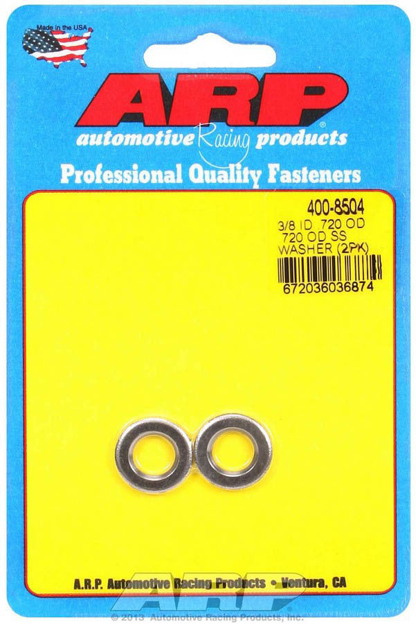 Flat Washer - Special Purpose - 0.375 in ID - 0.715 in OD - 0.120 in Thick - Stainless - Polished - Pair