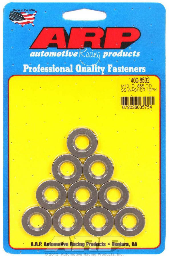 Flat Washer - Special Purpose - Chamfered - 10 mm ID - 0.865 in OD - 4.1 mm Thick - Stainless - Polished - Set of 10