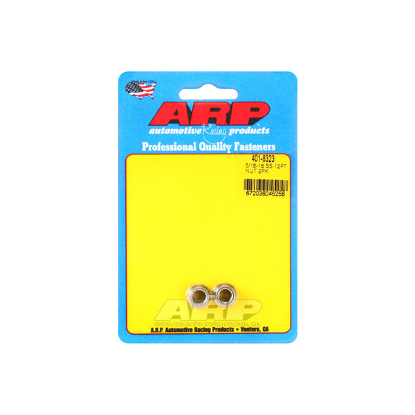 Nut - 5/16-18 in Thread - 3/8 in 12 Point Head - Stainless - Polished - Universal - Pair