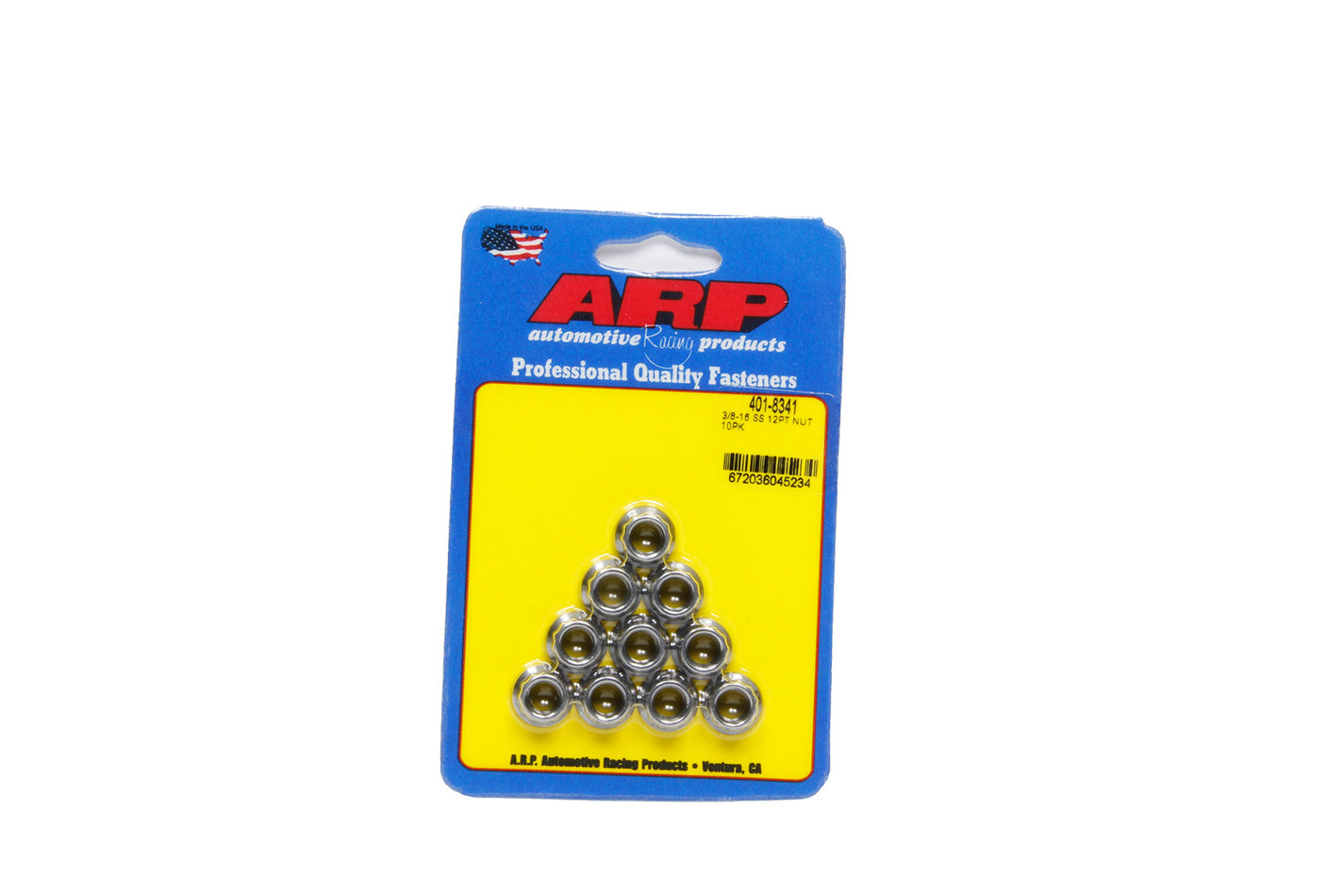 Nut - 3/8-16 in Thread - 7/16 in 12 Point Head - Stainless - Polished - Universal - Set of 10