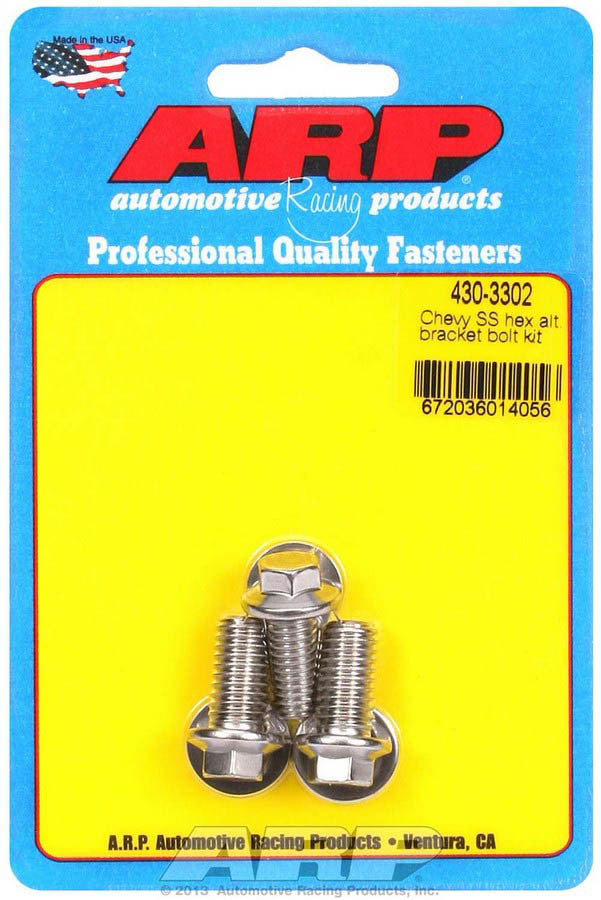 Alternator Bracket Bolt Kit - Hex Head - Stainless - Polished - Chevy V8 - Kit