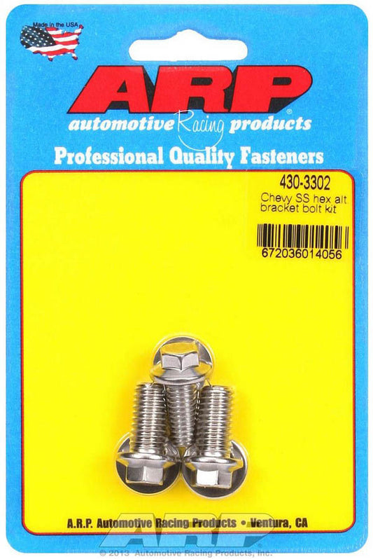 Alternator Bracket Bolt Kit - Hex Head - Stainless - Polished - Chevy V8 - Kit