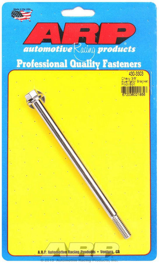 Alternator Pivot Bolt - Pivot - 3/8 in Diameter - Hex Head - Stainless - Polished - Chevy V8 - Each