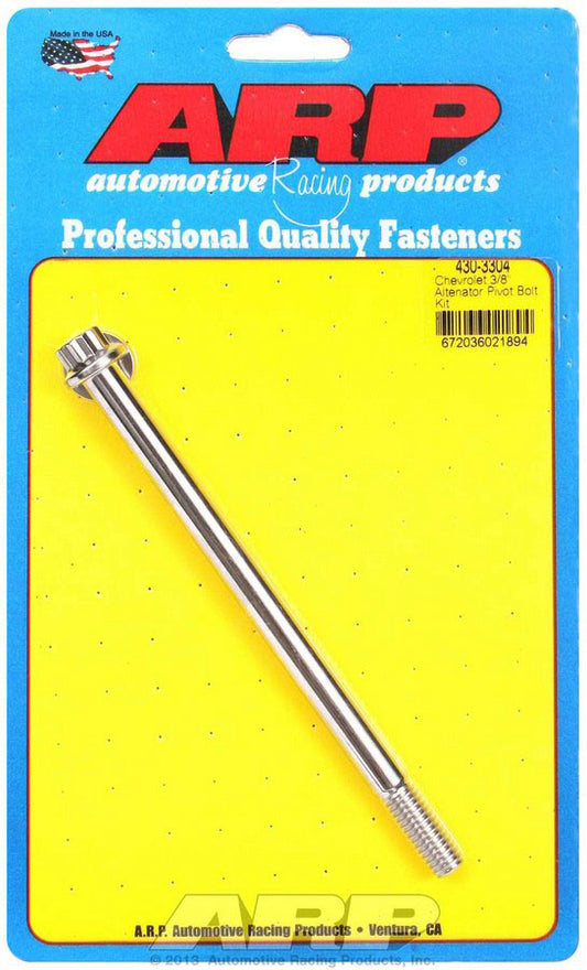 Alternator Pivot Bolt - 3/8 in Diameter - 12 Point Head - Stainless - Polished - Chevy V8 - Each