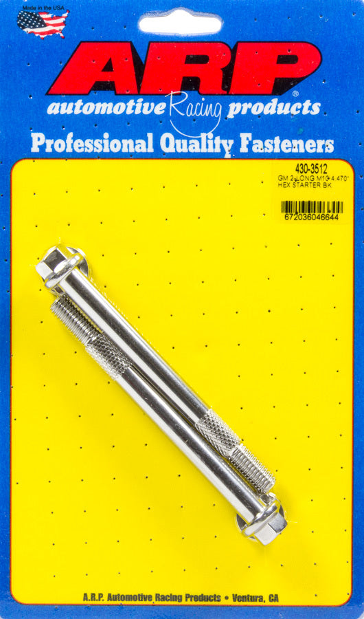 Starter Bolt - 4.470 in Long - Hex Head - Stainless - Polished - High Torque Starter - GM - Pair
