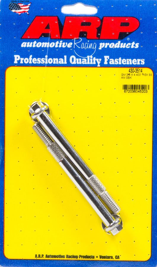 Starter Bolt - 4.400 in Long - Hex Head - Stainless - Polished - High Torque Starter - GM - Pair