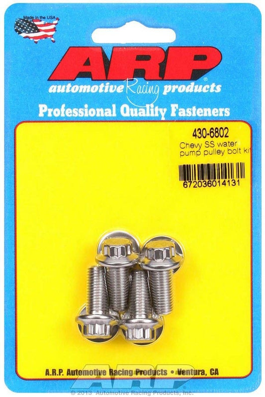 Water Pump Pulley Bolt - 5/16-24 in Thread - 0.750 in Long - 3/8 in 12 Point Head - Stainless - Polished - Kit