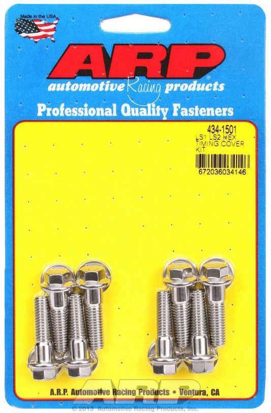 Timing Cover Bolt Kit - Hex Head - Stainless - Polished - GM LS-Series - Set of 8