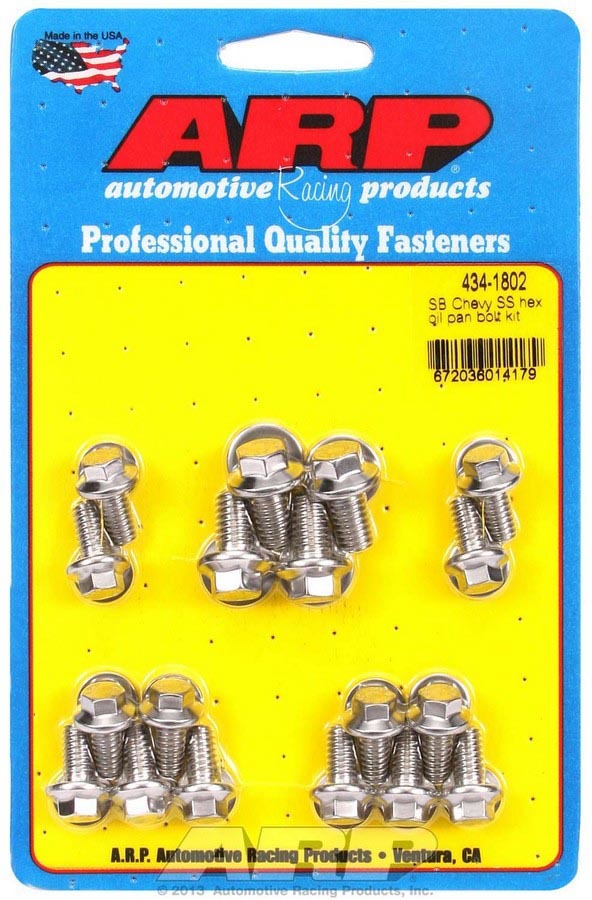 Oil Pan Bolt Kit - Hex Head - Stainless - Polished - 2-Piece Cork Gasket - Small Block Chevy - Kit