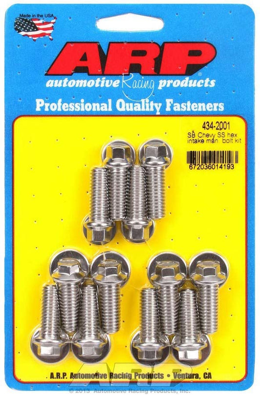 Intake Manifold Bolt Kit - Hex Head - Stainless - Polished - OEM - Small Block Chevy - Kit