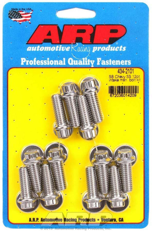 Intake Manifold Bolt Kit - 12 Point Head - Stainless - Polished - OEM - Small Block Chevy - Kit