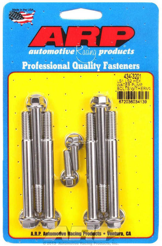 Water Pump Bolt Kit - Hex Head - Stainless - Polished - GM LS-Series - Kit