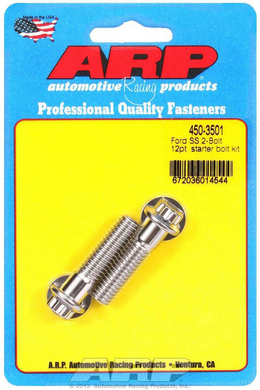 Starter Bolt - 1.500 in Long - 12 Point Head - Stainless - Polished - Ford - Pair