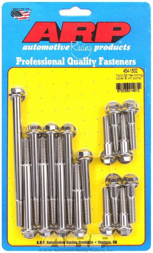 Timing Cover and Water Pump Bolt Kit - Hex Head - Stainless - Polished - Small Block Ford - Kit