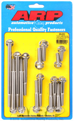 Water Pump Bolt Kit - Hex Head - Steel - Chrome - Long Water Pump - Small Block Ford - Kit