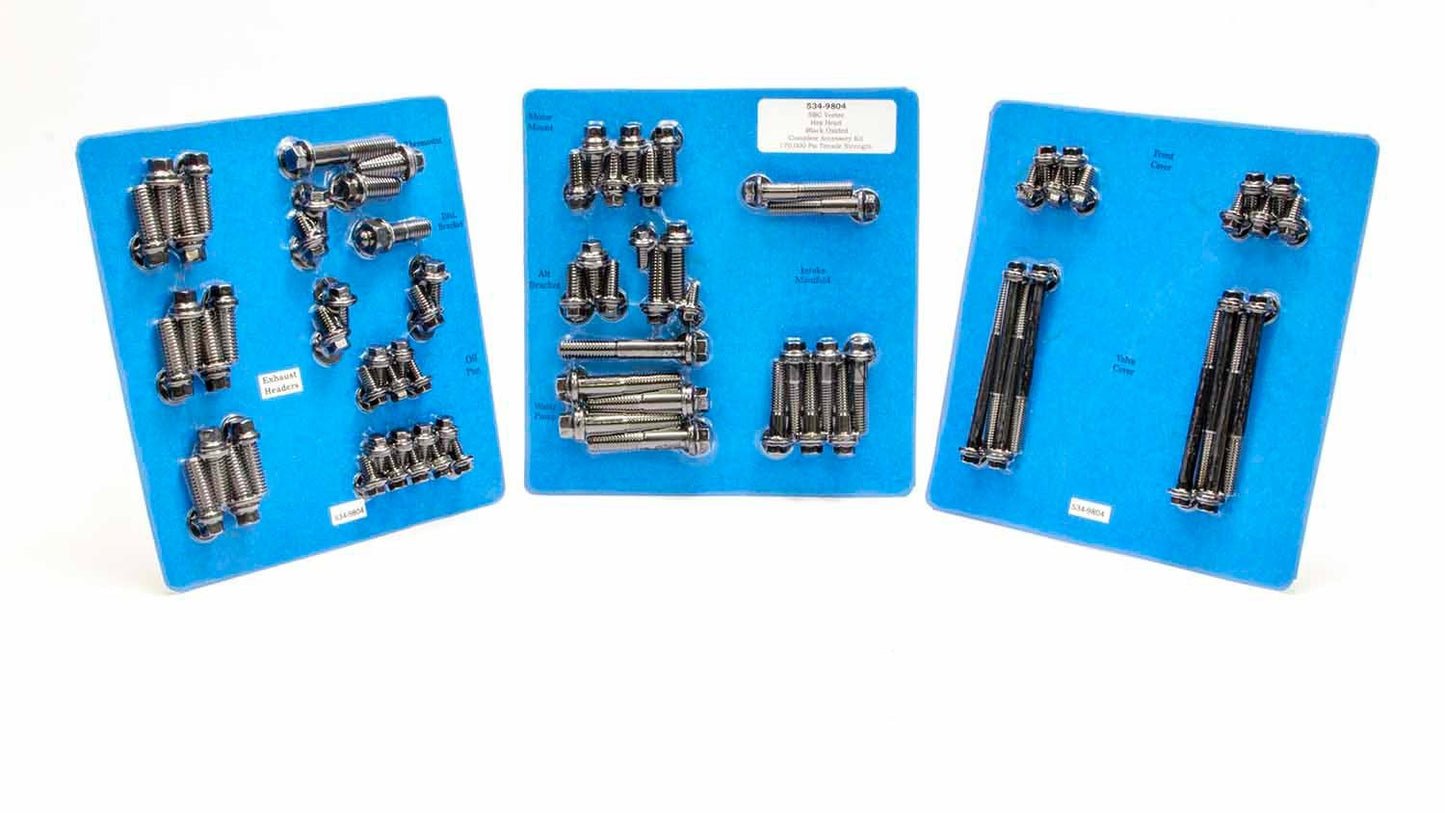 Engine and Accessory Fastener Kit - Hex Head - Chromoly - Black Oxide - Small Block Chevy - Kit