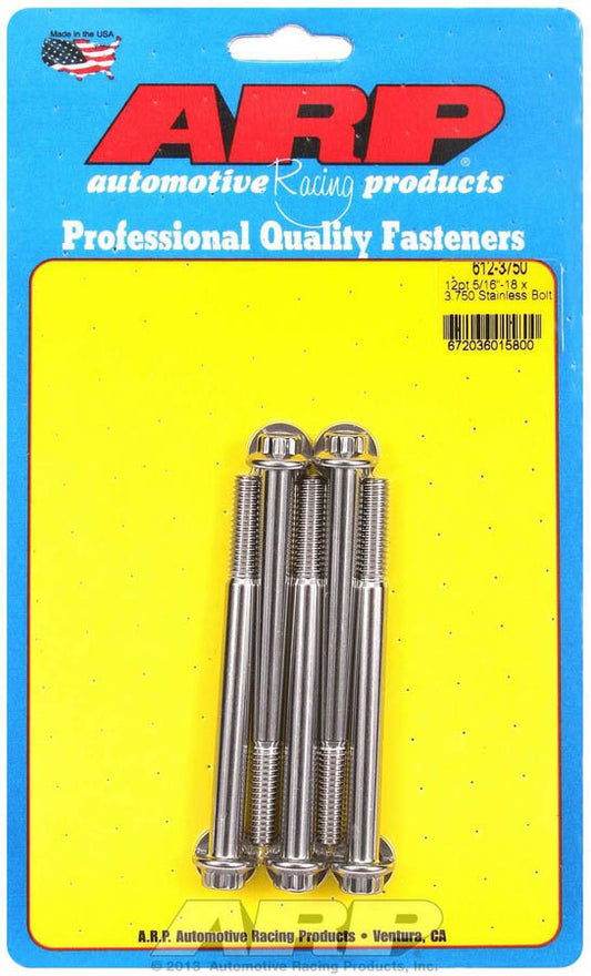 Bolt - 5/16-18 in Thread - 3.75 in Long - 3/8 in 12 Point Head - Stainless - Natural - Universal - Set of 5