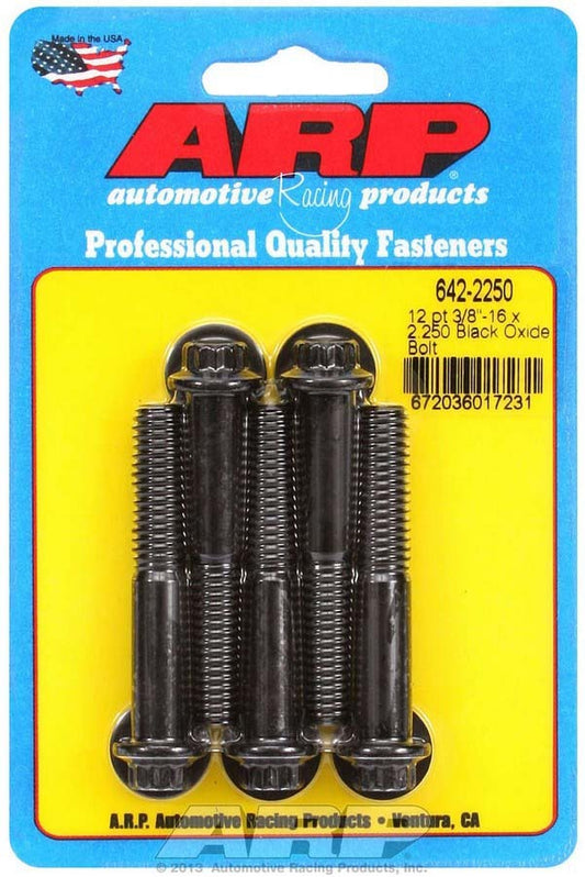 Bolt - 3/8-16 in Thread - 2.25 in Long - 3/8 in 12 Point Head - Chromoly - Black Oxide - Universal - Set of 5