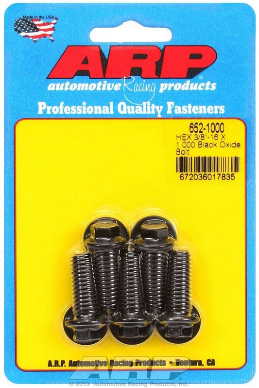 Bolt - 3/8-16 in Thread - 1 in Long - 3/8 in Hex Head - Chromoly - Black Oxide - Universal - Set of 5
