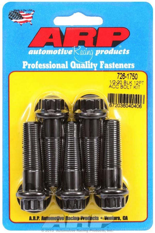Bolt - 1/2-20 in Thread - 1.75 in Long - 9/16 in 12 Point Head - Chromoly - Black Oxide - Universal - Set of 5