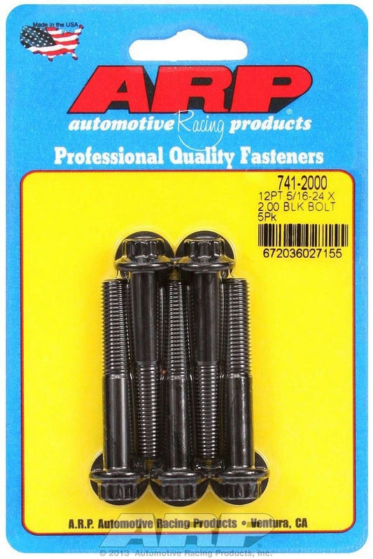 Bolt - 5/16-24 in Thread - 2 in Long - 3/8 in 12 Point Head - Chromoly - Black Oxide - Universal - Set of 5