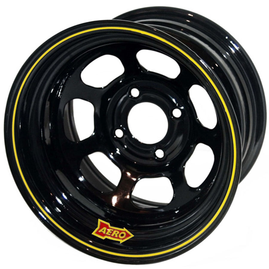 Wheel - 55-Series - 15 x 7 in - 3.500 in Backspace - 4 x 4.00 in Bolt Pattern - Steel - Black Powder Coat - Each