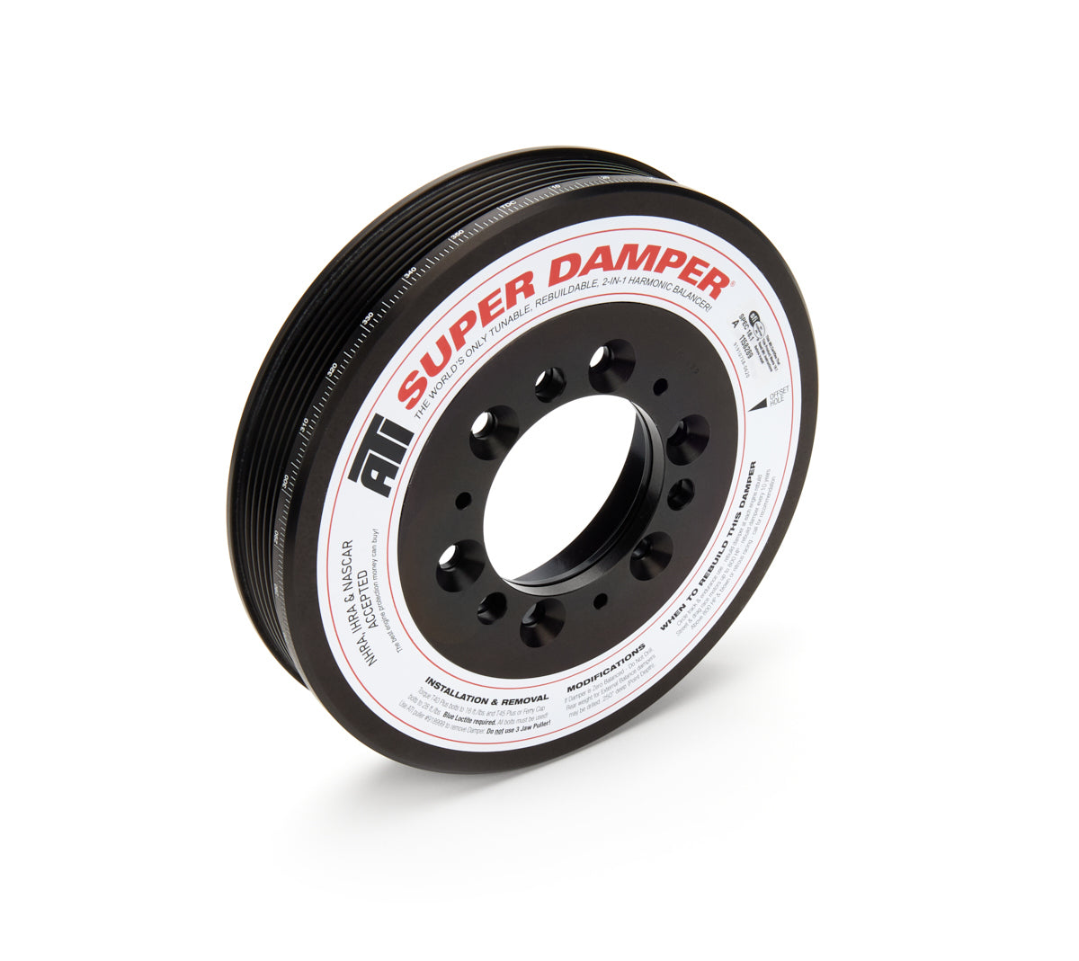 Harmonic Balancer Shell - 7.480 in OD - SFI 18.1 - Aluminum - Black Paint - ATI Super Damper - Internal Balance - GM LS-Series - Each