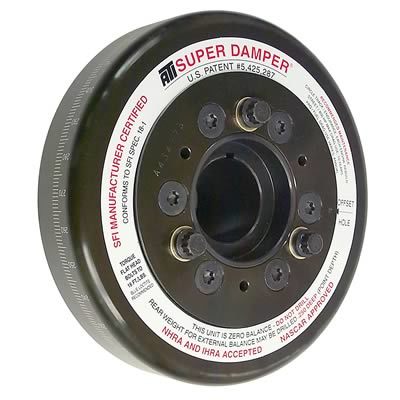 Harmonic Balancer - Super Damper - 7.074 in OD - SFI 18.1 - Aluminum / Steel - Black - Internal Balance - Jesel Belt Drive - Small Block Chevy - Each