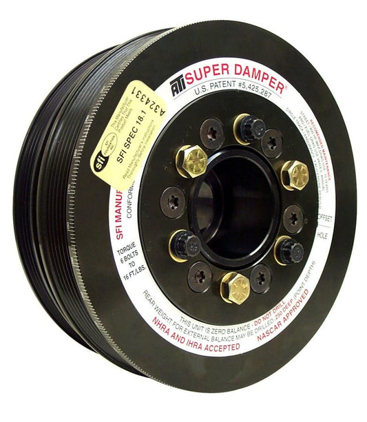 Harmonic Balancer - Serpentine Super Damper - 7.480 in OD - SFI 18.1 - AC Pulley - Steel - Black Oxide - Internal Balance - GM LS-Series - Each
