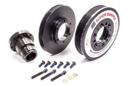 Harmonic Balancer - Serpentine Super Damper - 7.480 in OD - SFI 18.1 - AC Pulley - Aluminum / Steel - Black - Internal Balance - GM LS-Series - Each