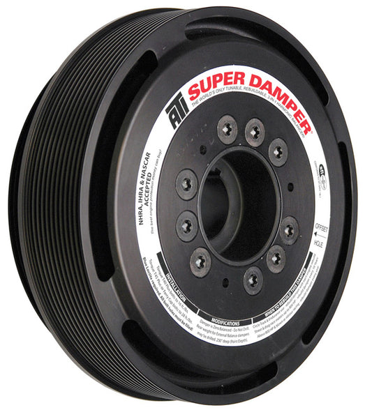 Harmonic Balancer - Serpentine Super Damper - 7.530 in OD - SFI 18.1 - Internal Balance - Steel - Black Oxide - GM LS-Series - Each