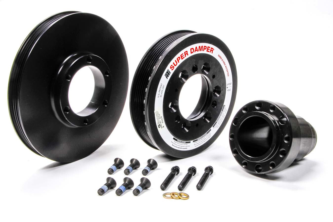 Harmonic Balancer - Serpentine Super Damper - 6.780 in OD - SFI 18.1 - AC Pulley - Aluminum / Steel - Black - Internal Balance - GM LS-Series - Each