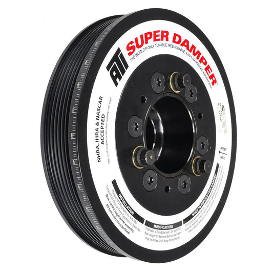 Harmonic Balancer - Serpentine Super Damper - 7.480 in OD - SFI 18.1 - Aluminum - Black Paint - Internal Balance - GM LS-Series - Each