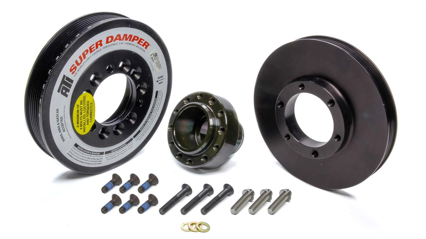 Harmonic Balancer - Serpentine Super Damper - 7.480 in OD - SFI 18.1 - Aluminum / Steel - Black - Internal Balance - GM LS-Series - Each